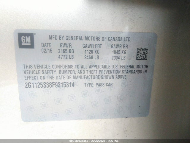 Chevrolet IMPALA LT 2015 2G1125S38F9215314 Image 15