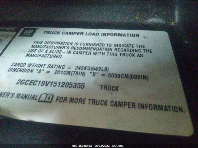 2005 CHEVROLET SILVERADO 1500 LS VIN: 2GCEC19V151205355