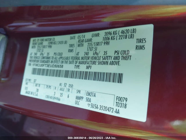 Ford ESCAPE S 2014 1FMCU0F73EUD50658 Image 11