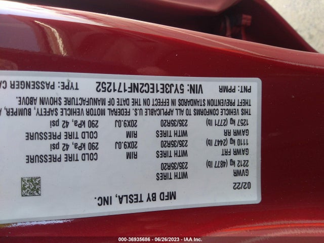 Tesla Model 3 Performance 2022 5YJ3E1EC2NF171252 Image 9