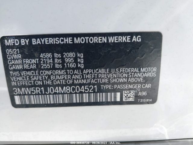 3MW5R1J04M8C04521 BMW 3 Series 330i