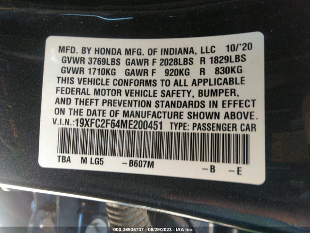 Honda Civic Sedan Lx 2021 19XFC2F64ME200451 Image 15