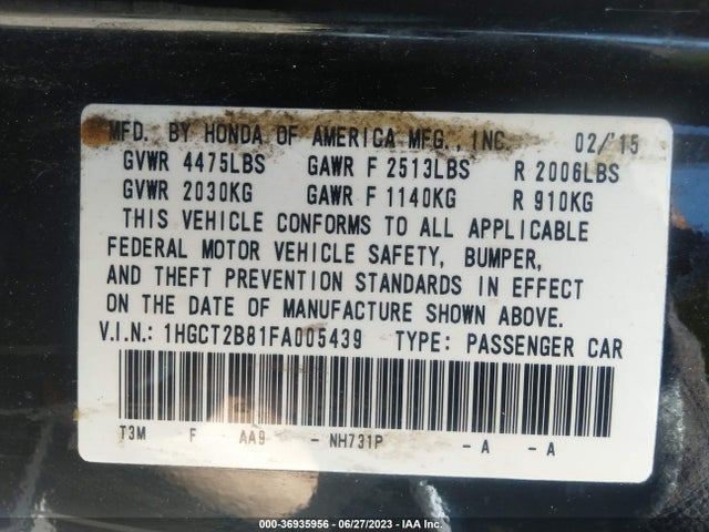 Honda Accord Coupe Ex-l 2015 1HGCT2B81FA005439 Image 9