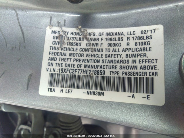 Honda Civic Sedan Ex 2017 19XFC2F77HE218859 Image 9