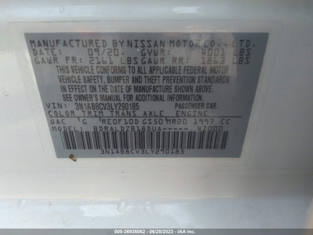 Nissan SENTRA SV 2020 3N1AB8CV3LY290185 Image 9