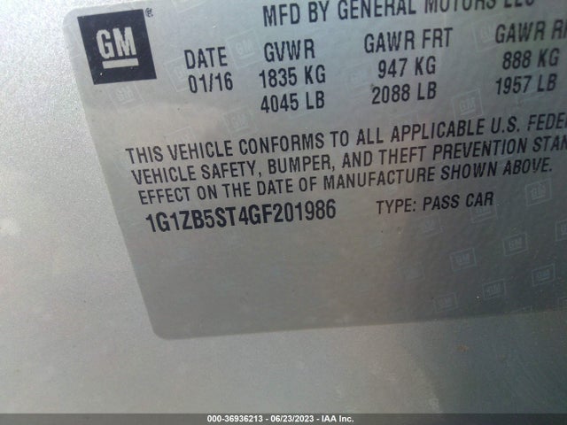 Chevrolet MALIBU LS 2016 1G1ZB5ST4GF201986 Image 9