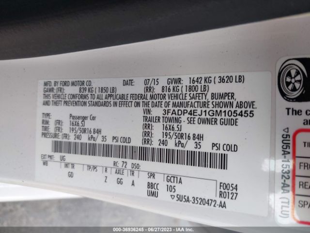 3FADP4EJ1GM105455 Ford FIESTA SE