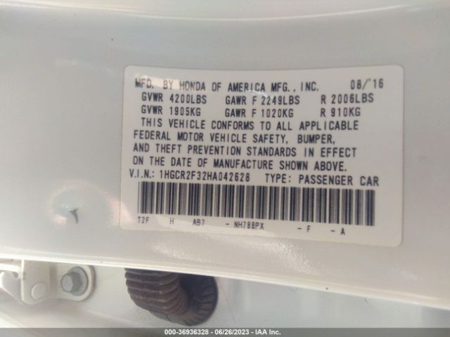 1HGCR2F32HA042628 Honda Accord Sedan Lx