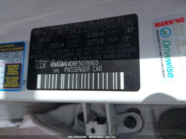 KNAGM4AD6F5078903 KIA OPTIMA HYBRID