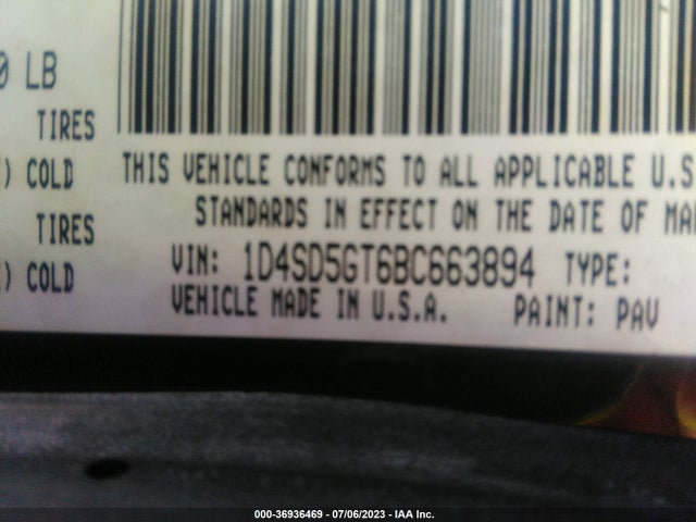 2011 DODGE DURANGO CITADEL VIN: 1D4SD5GT6BC663894