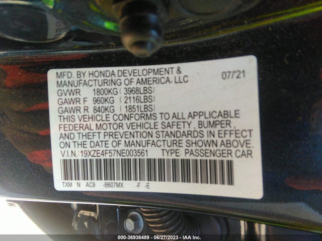Honda INSIGHT EX 2022 19XZE4F57NE003561 Image 9
