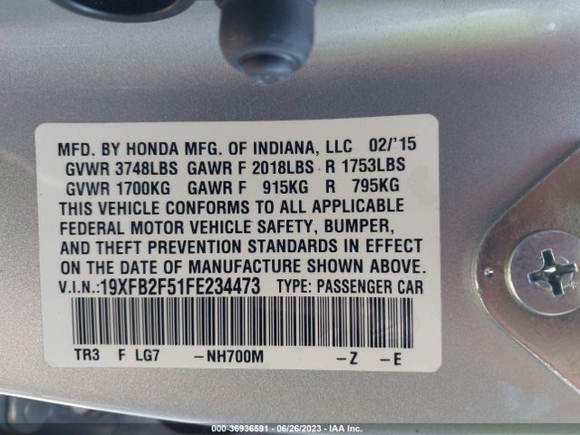 Honda Civic Sedan Lx 2015 19XFB2F51FE234473 Image 16