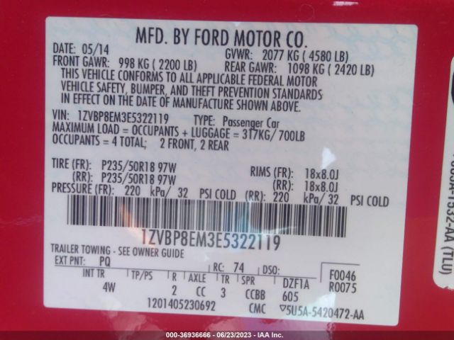 1ZVBP8EM3E5322119 Ford Mustang V6