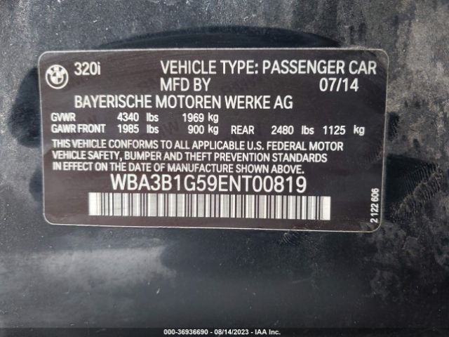 WBA3B1G59ENT00819 BMW 3 Series 320i
