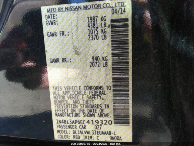 1N4BL3AP6EC419320 Nissan Altima 3.5 Sl