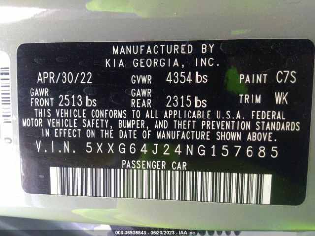 5XXG64J24NG157685 KIA K5 Gt-line