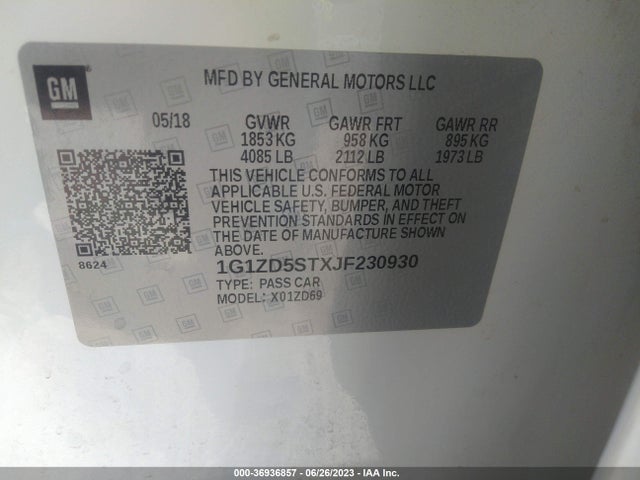Chevrolet MALIBU LT 2018 1G1ZD5STXJF230930 Image 15