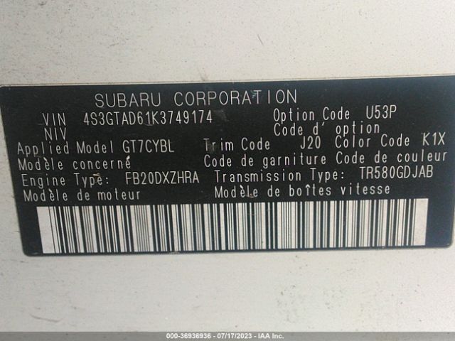 4S3GTAD61K3749174 Subaru Impreza Premium