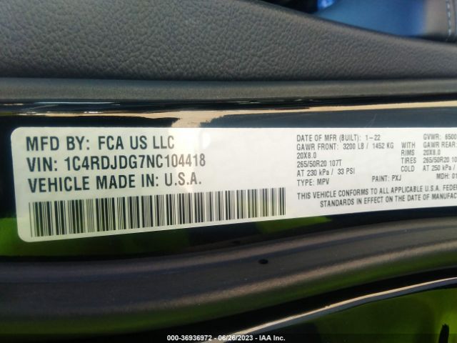 1C4RDJDG7NC104418 Dodge Durango Gt Plus