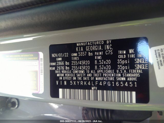 5XYRK4LF4PG165451 KIA SORENTO SX
