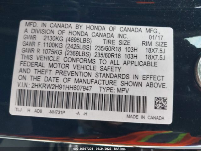 2HKRW2H91HH607947 Honda Cr-v Touring