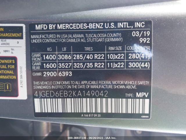 4JGED6EB2KA149042 Mercedes-Benz Gle Amg Gle 43