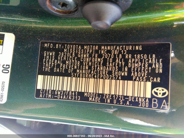 Toyota Corolla L/le/s/s Plus/le Plus 2014 5YFBURHE4EP002574 Image 15