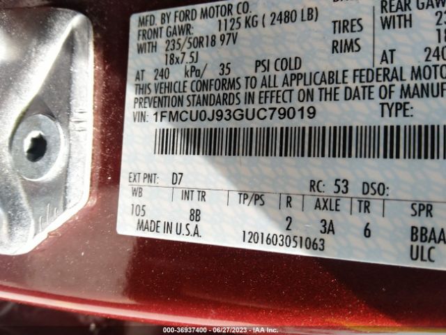 1FMCU0J93GUC79019 Ford Escape Titanium