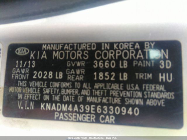 KNADM4A39E6330940 KIA RIO LX