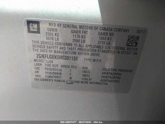 Chevrolet Equinox Premier 2017 2GNFLGEK6H6301130 Image 9