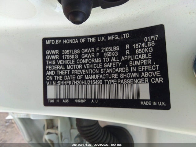 Honda Civic Hatchback Lx 2017 SHHFK7H20HU215490 Image 9