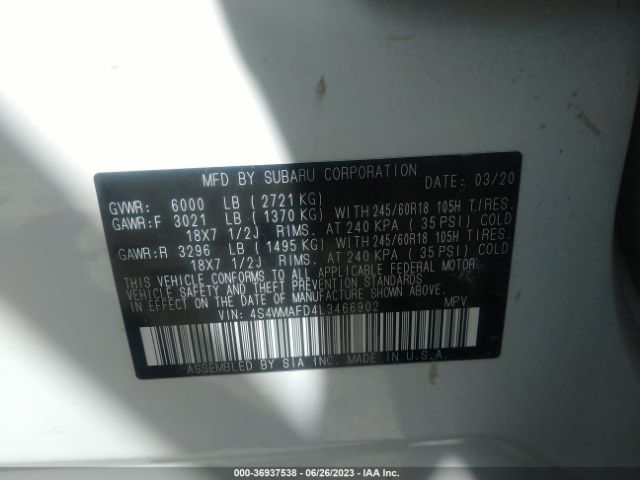 4S4WMAFD4L3466902 Subaru Ascent Premium