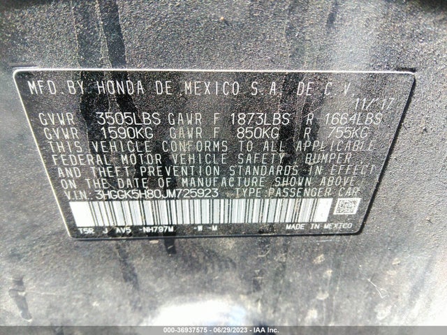 Honda FIT EX 2018 3HGGK5H80JM725923 Image 9
