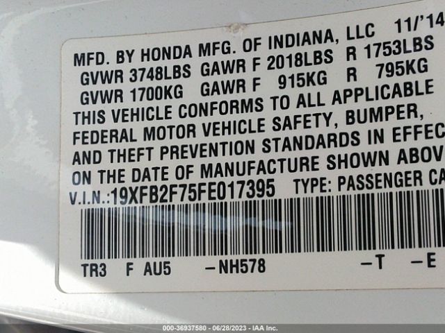 19XFB2F75FE017395 Honda Civic Sedan Se