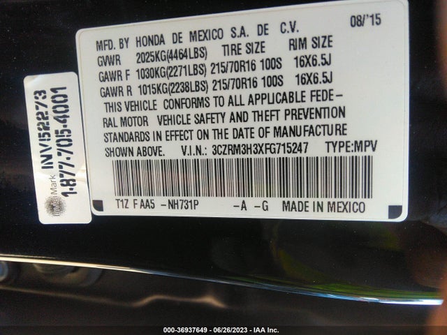 Honda CR-V LX 2015 3CZRM3H3XFG715247 Image 16