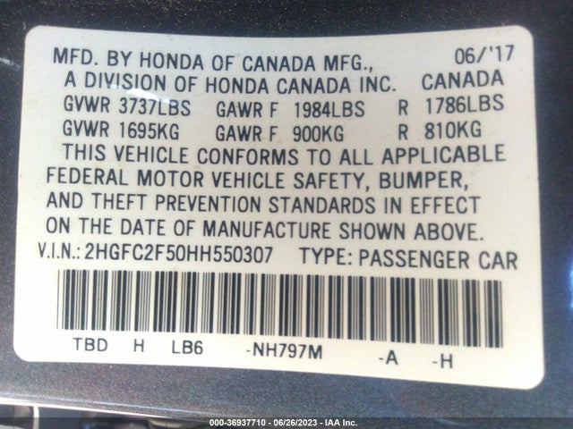 Honda Civic Sedan Lx 2017 2HGFC2F50HH550307 Image 15