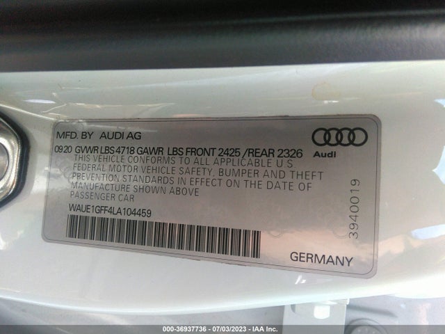 2020 Audi S3, VIN: WAUE1GFF4LA104459