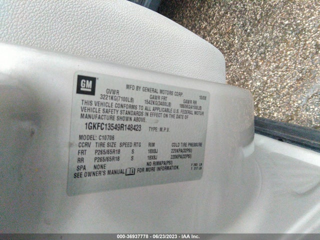 2009 GMC YUKON HYBRID VIN: 1GKFC13549R148423
