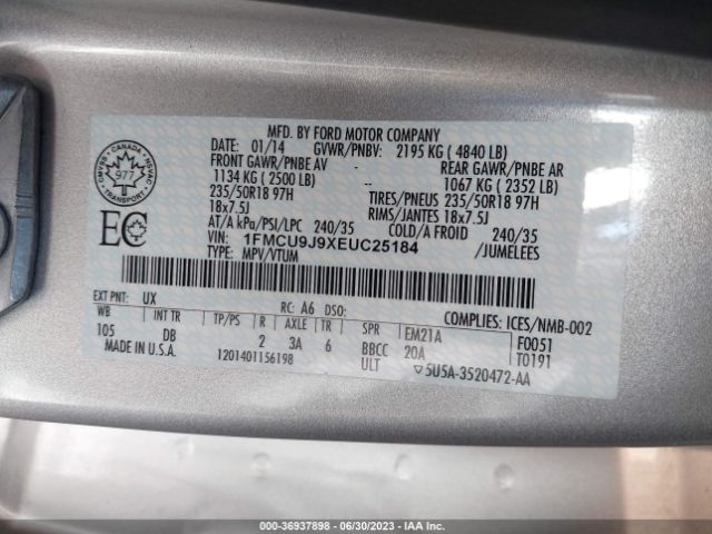 1FMCU9J9XEUC25184 Ford Escape Titanium