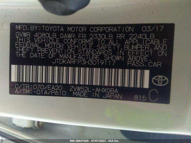 Toyota Prius Prime Plus/premium/advanced 2017 JTDKARFP3H3019117 Image 15