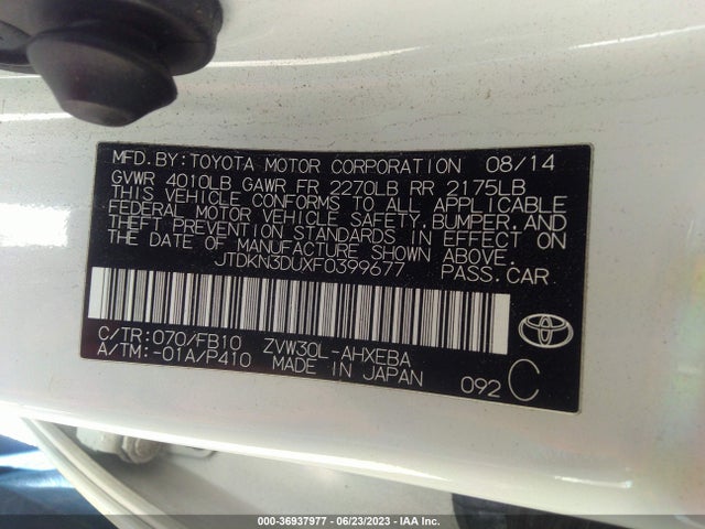 Toyota Prius Four 2015 JTDKN3DUXF0399677 Image 16