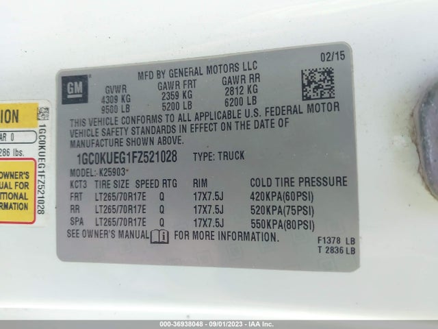 Chevrolet Silverado 2500hd Wt 2015 1GC0KUEG1FZ521028 Image 9