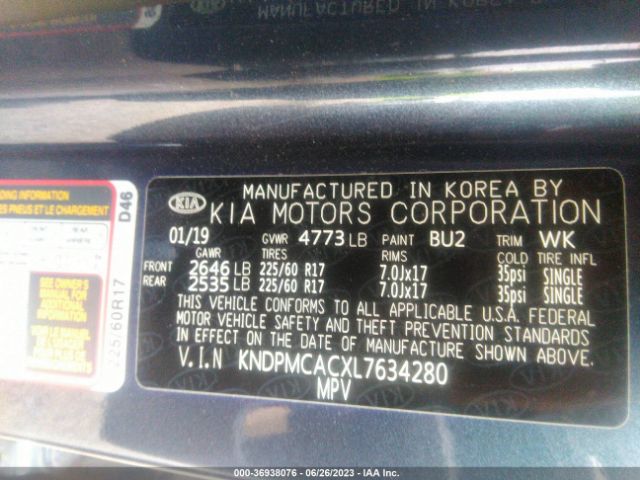 KNDPMCACXL7634280 KIA Sportage Lx