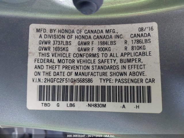 Honda Civic Sedan Lx 2016 2HGFC2F51GH568586 Image 15