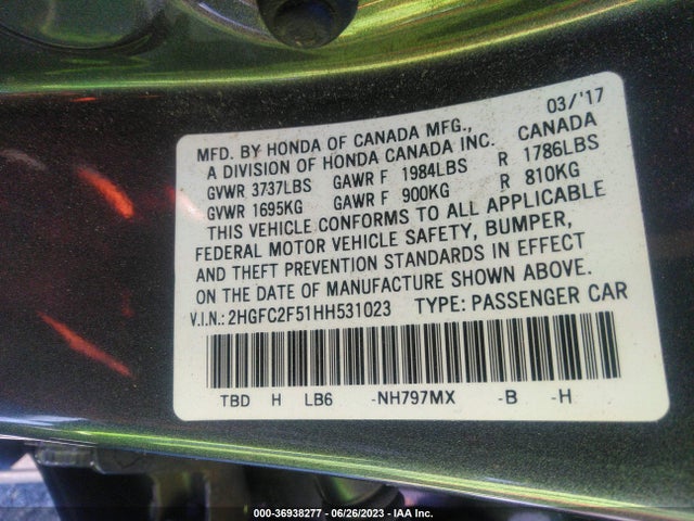 Honda Civic Sedan Lx 2017 2HGFC2F51HH531023 Image 9