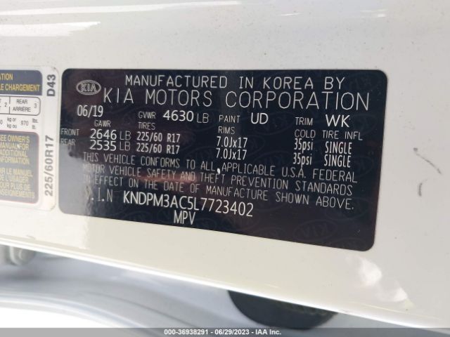 KNDPM3AC5L7723402 KIA Sportage Lx