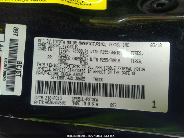 5TFEM5F14JX130685 Toyota Tundra Sr5 4.6l V8