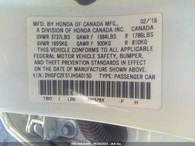 Honda Civic Sedan Lx 2018 2HGFC2F51JH540150 Image 9