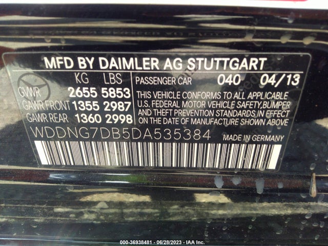2013 MERCEDES-BENZ S-CLASS S 550 VIN: WDDNG7DB5DA535384