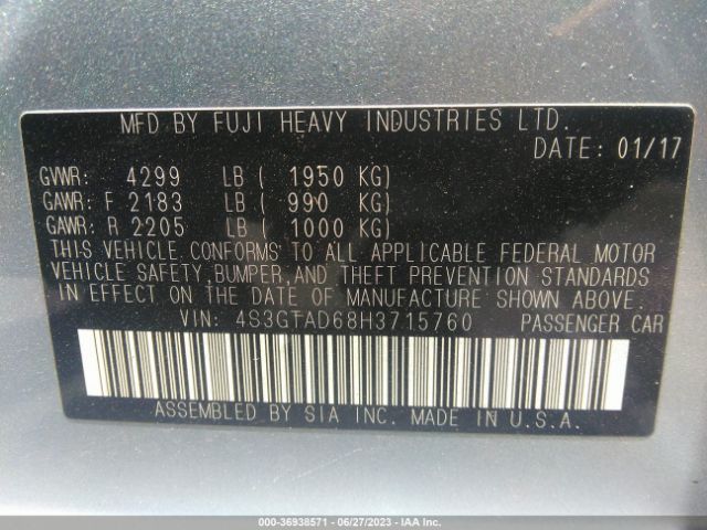 4S3GTAD68H3715760 Subaru Impreza Premium